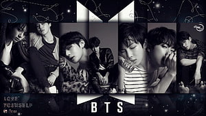 BTS Love Yourself Tear Album Cover Artwork Black And White Collage HD wallpaper
