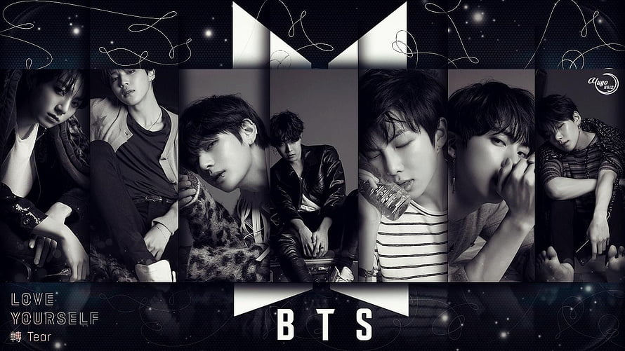 BTS Love Yourself Tear Album Cover Artwork Black And White Collage HD wallpaper