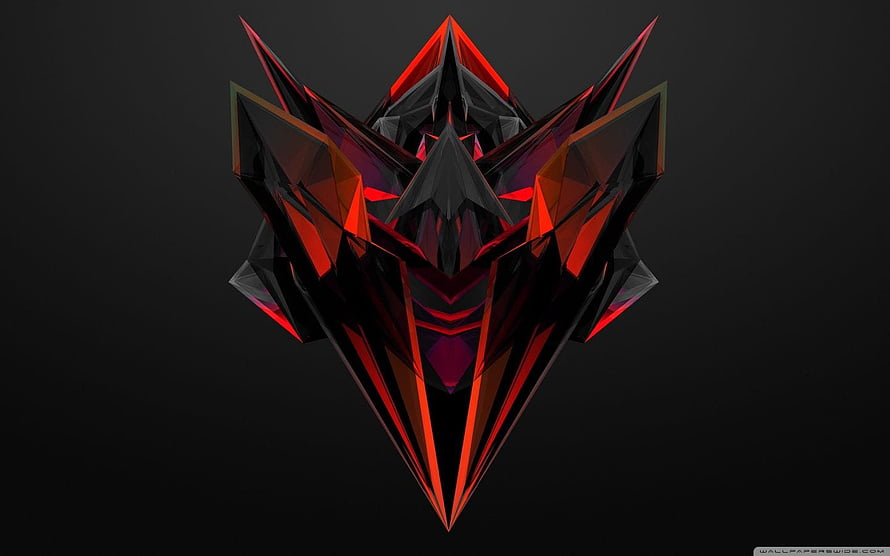 Abstract Geometric Red and Black Crystal Skull Art HD wallpaper