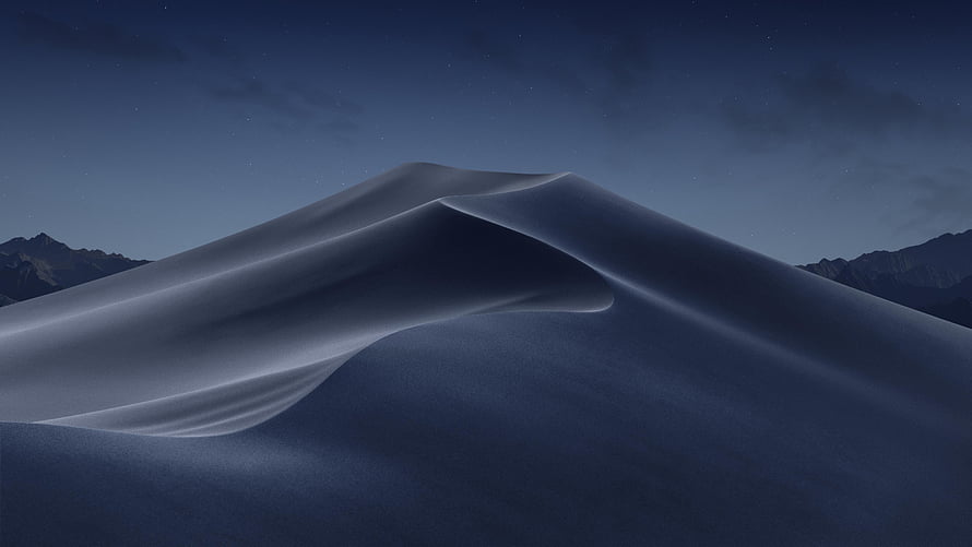 macOS Catalina Default Desktop Wallpaper Featuring Flowing Sand Dunes Under a Starry Night Sky HD wallpaper
