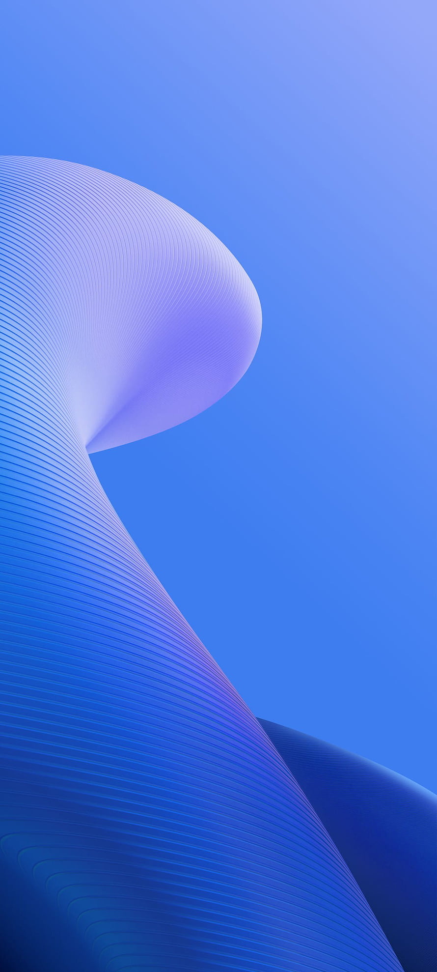 Abstract Blue Ribbed Curved Surface 3D Render Wallpaper HD phone wallpaper