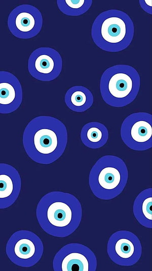 Nazar Boncuk Evil Eye Pattern on Deep Navy Blue Background HD phone wallpaper