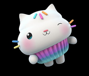Cute 3D White Cat Cupcake Character with Sprinkles and Pastel Wrapper HD wallpaper