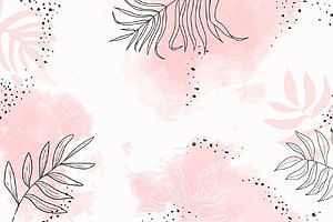 Pink Watercolor Tropical Leaves and Black Splatter Abstract Background HD wallpaper