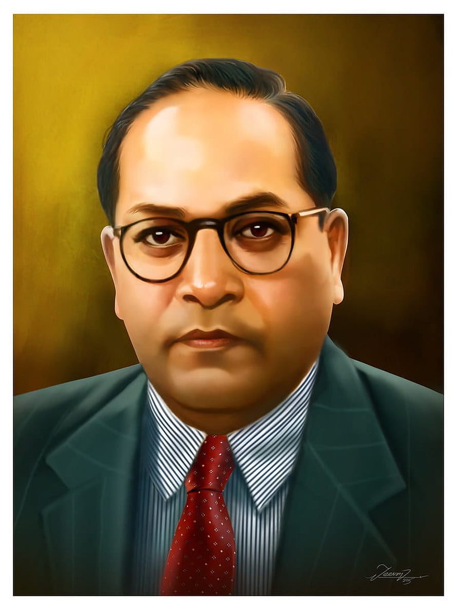 Digital Portrait of Dr B R Ambedkar in Formal Suit and Glasses HD phone wallpaper