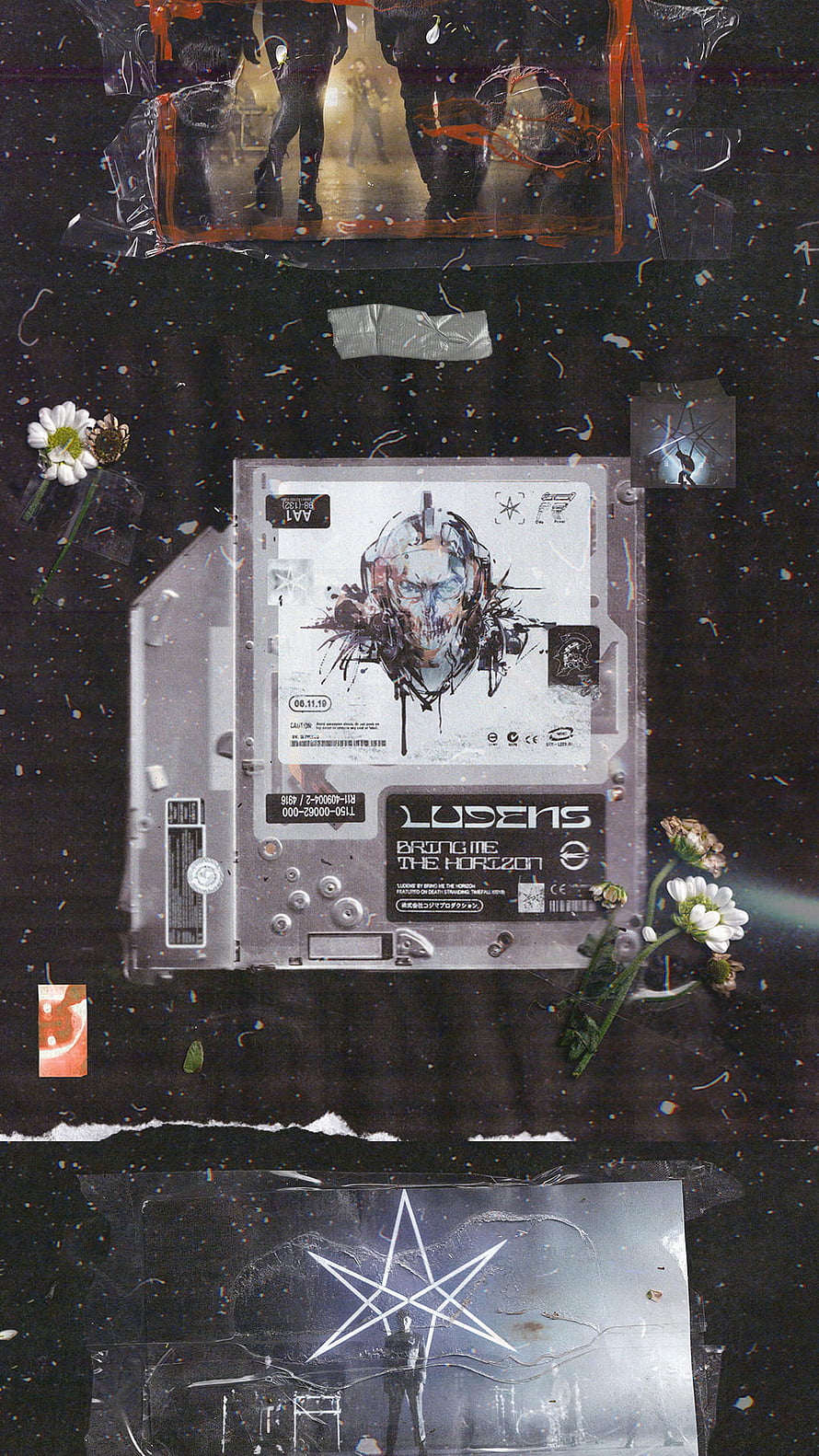 Bring Me The Horizon Ludens Album Artwork Collage with Glitch Effects and Daisies HD phone wallpaper