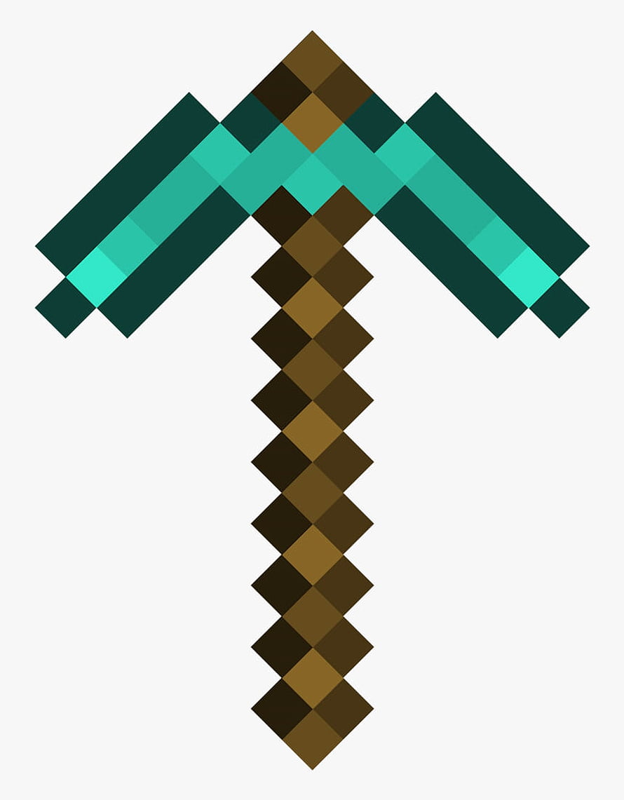 Minecraft Diamond Pickaxe Pixel Art Icon on Light Background HD phone wallpaper