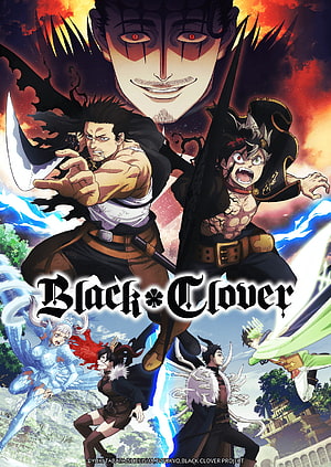 Black Clover Anime Poster Featuring Asta, Yuno, and Dark Triad Characters in Dynamic Action Pose HD phone wallpaper