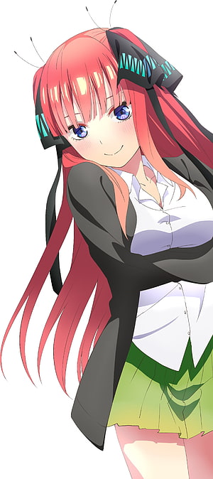 Nakano Nino Anime Character Portrait in School Uniform with Red Hair and Blue Eyes HD phone wallpaper