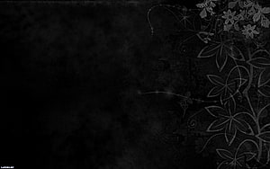 Dark Grunge Floral Wallpaper With Black Background And Elegant Vine Illustrations HD wallpaper