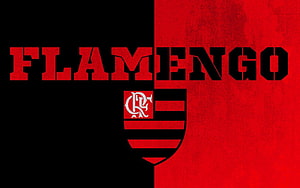 Flamengo Club Crest and Bold Typography on Black and Red Grunge Background HD wallpaper