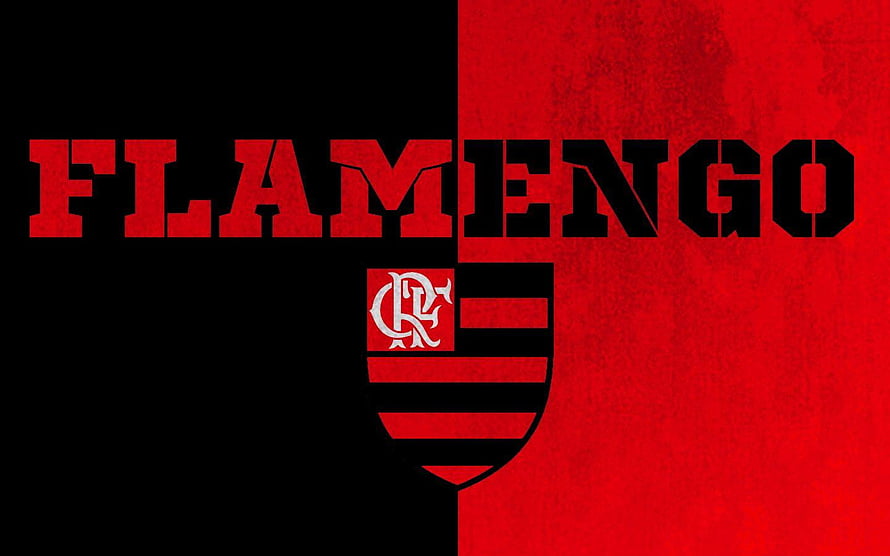 Flamengo Club Crest and Bold Typography on Black and Red Grunge Background HD wallpaper