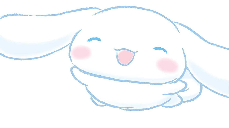 Cute Cinnamoroll Rabbit Character with Blue Outlines and Pink Cheeks HD wallpaper