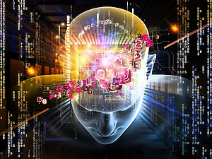 Glowing Digital Human Head with Circuitry and Floating Numbers Representing Artificial Intelligence, Full Artificial Intelligence 398.56 KB, #artificial intelligence HD wallpaper