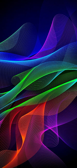 Vibrant Neon Abstract Waves With Colorful Flowing Lines On Dark Background HD phone wallpaper