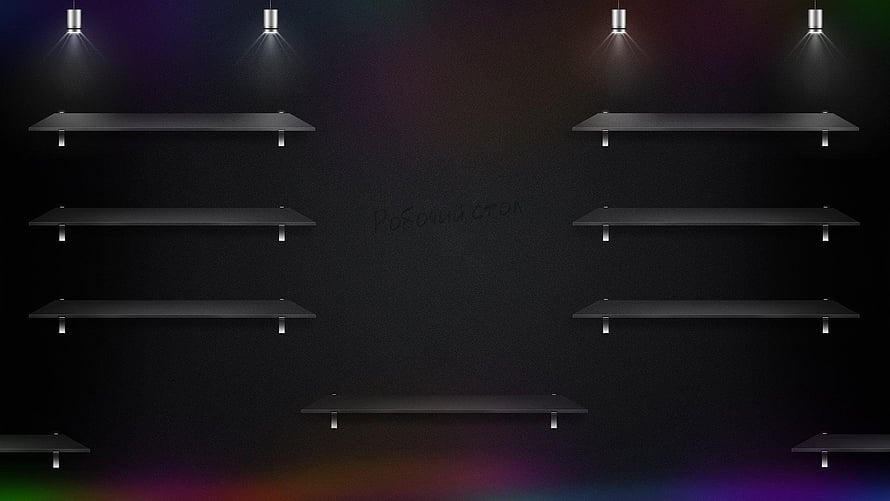 Modern Empty Display Shelves With Spotlights On Dark Wall Background HD wallpaper