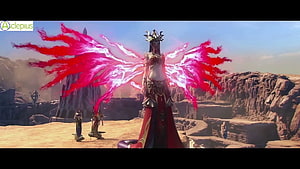 Medusa Queen from Battle Through The Heavens with Crimson Energy Wings in Desert Ruins HD wallpaper