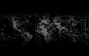 Dark World Map With Red Route Line Across Atlantic Ocean HD wallpaper