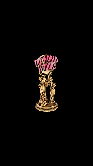 The World Is Yours Golden Statue Emblem on Black Background HD phone wallpaper