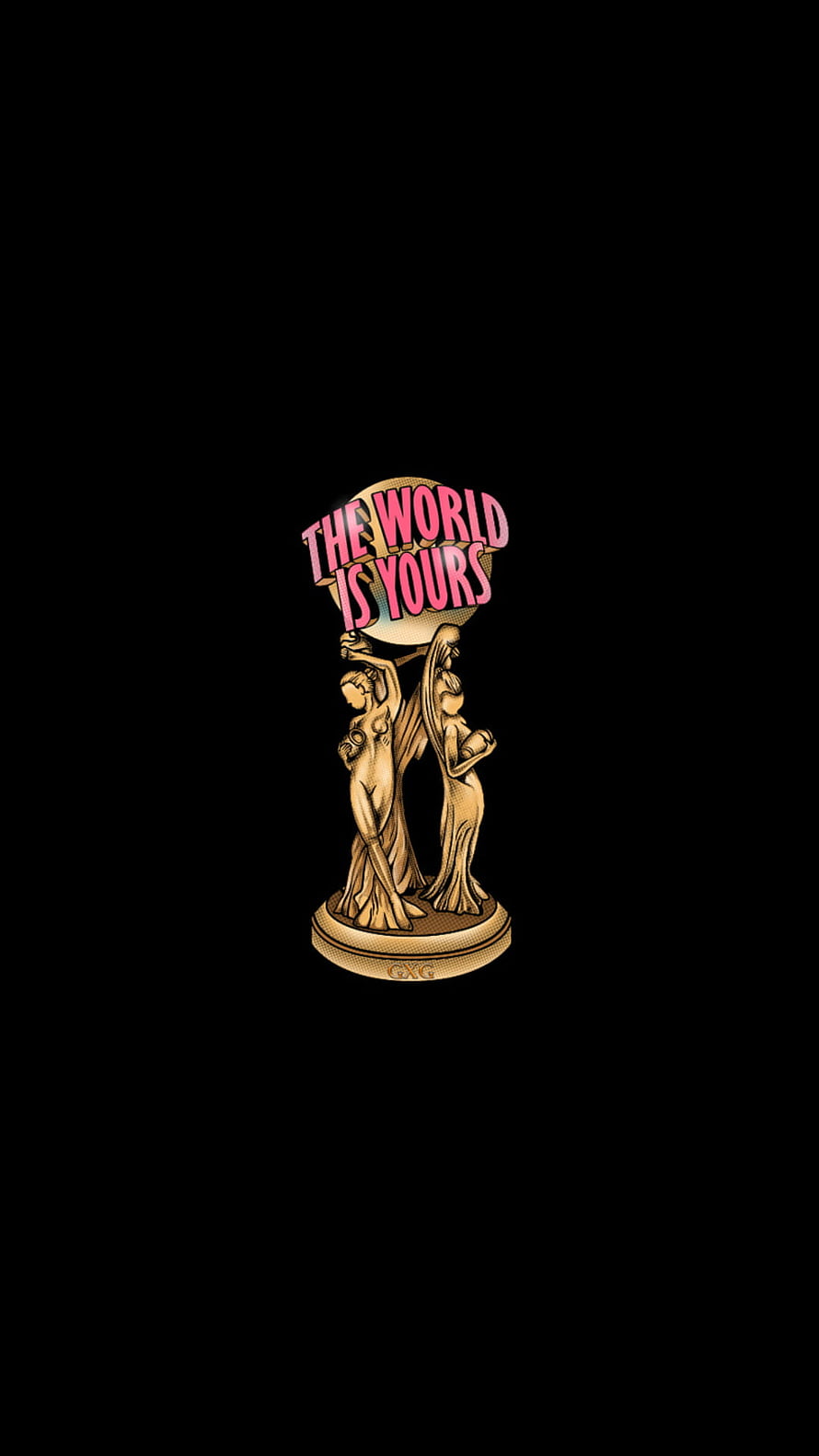 The World Is Yours Golden Statue Emblem on Black Background HD phone wallpaper