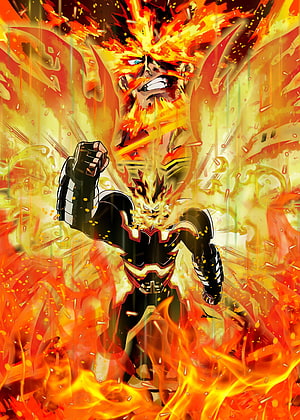 Endeavor in Full Flame Power from My Hero Academia Anime HD phone wallpaper