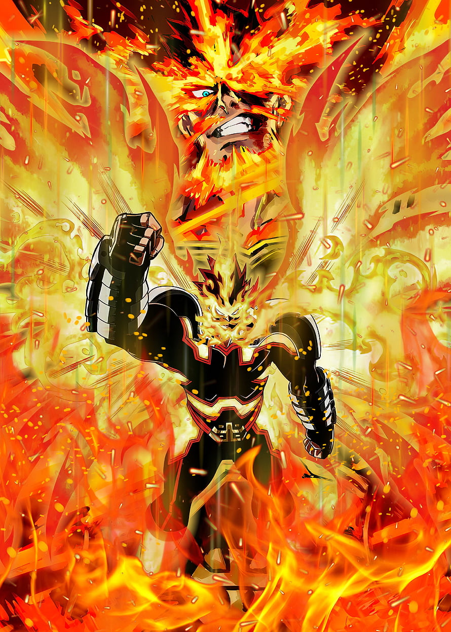 Endeavor in Full Flame Power from My Hero Academia Anime HD phone wallpaper