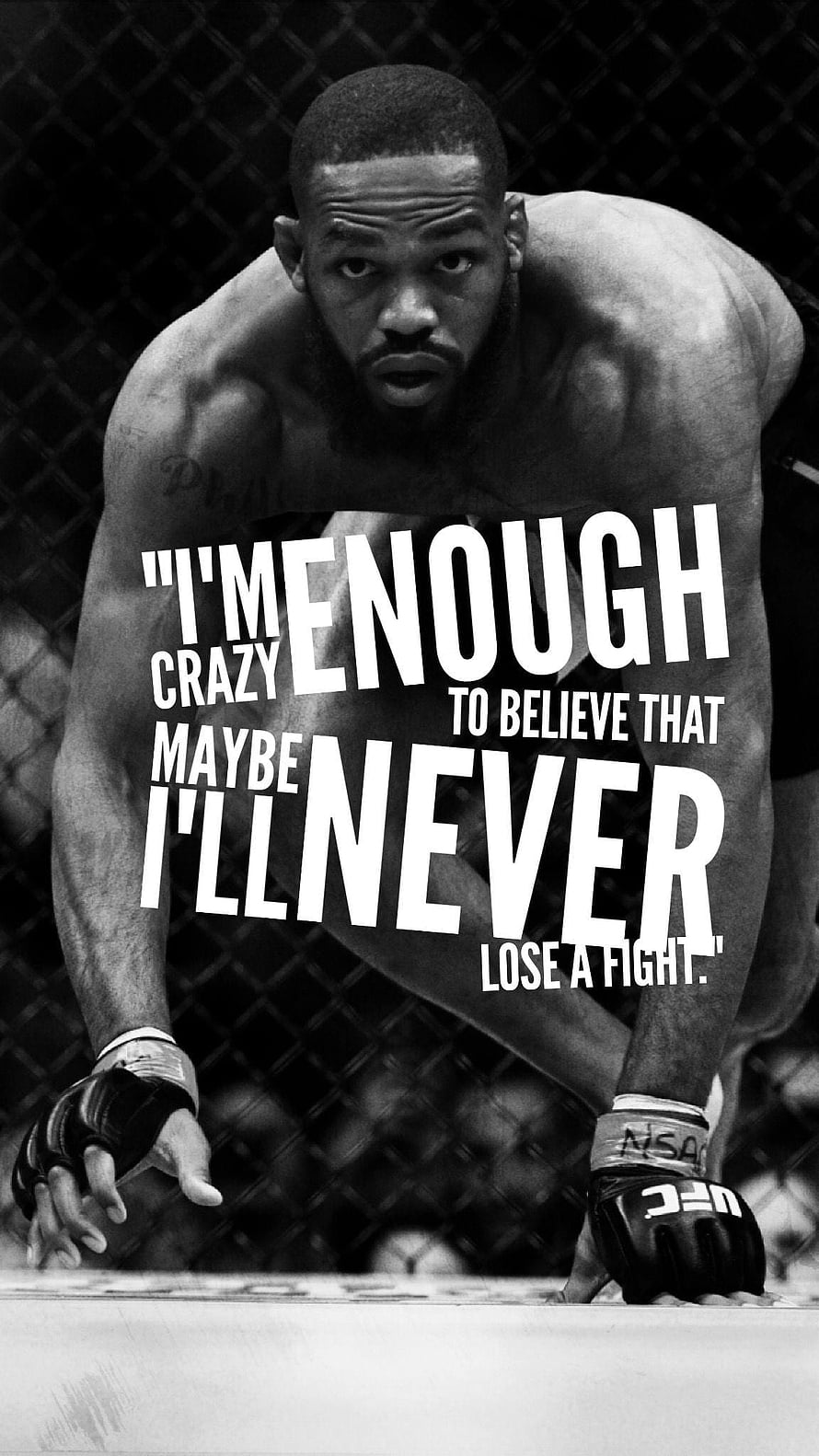 Jon Jones UFC Fighter Black and White Motivational Quote Wallpaper HD phone wallpaper