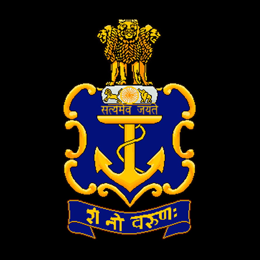 Indian Navy Emblem with Lion Capital and Anchor on Black Background HD phone wallpaper