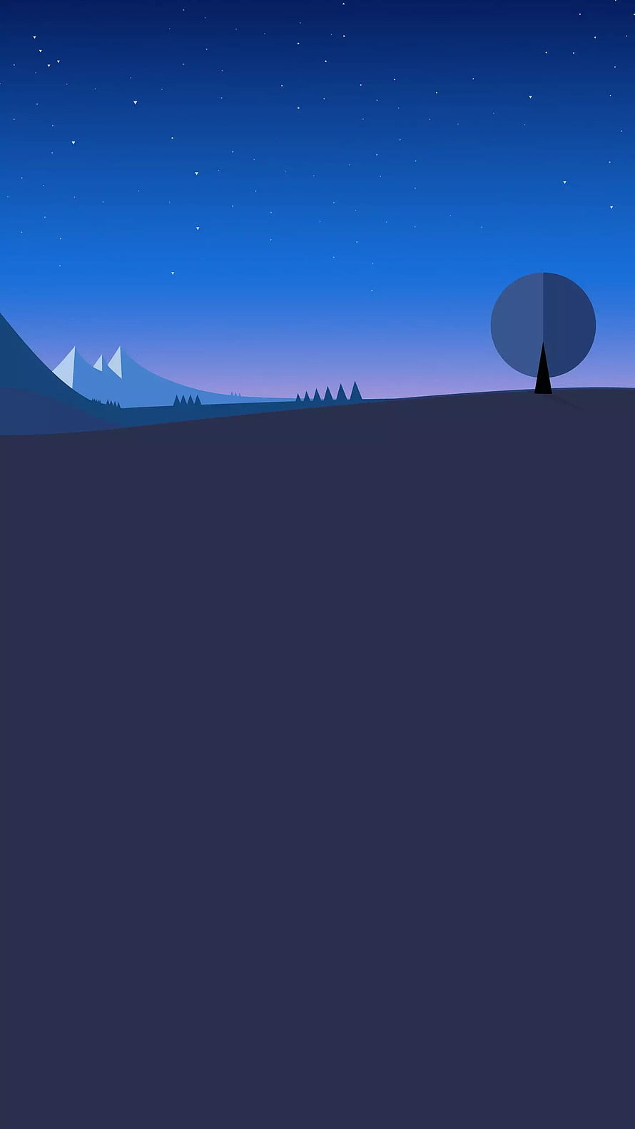 Minimalist Night Landscape with Starry Sky and Distant Mountains HD phone wallpaper