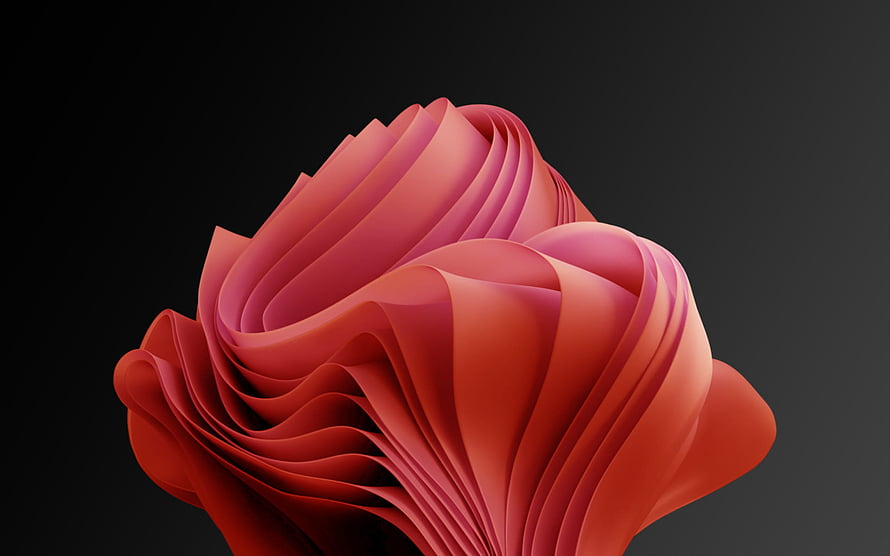 Abstract 3D Render of Flowing Red and Pink Ribbons on Dark Background HD wallpaper