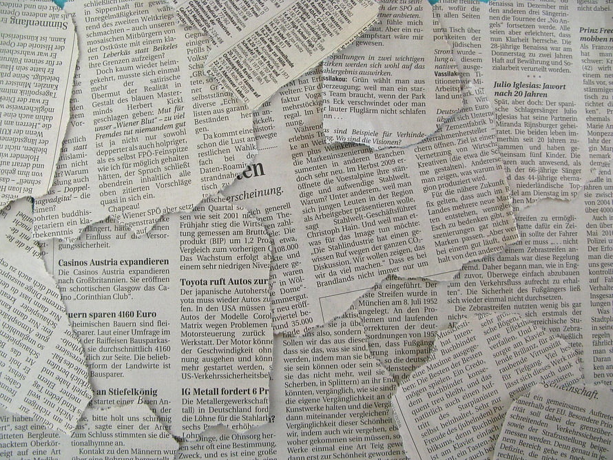 Vintage German Newspaper Collage with Torn Paper Texture and Headlines, Old Newspaper, newspaper background HD wallpaper