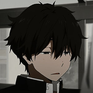 Close-up portrait of a brooding anime boy with messy black hair and a dark uniform HD phone wallpaper