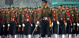 Indian Army Officers in Formal Dress Uniforms Leading a Military Parade HD wallpaper