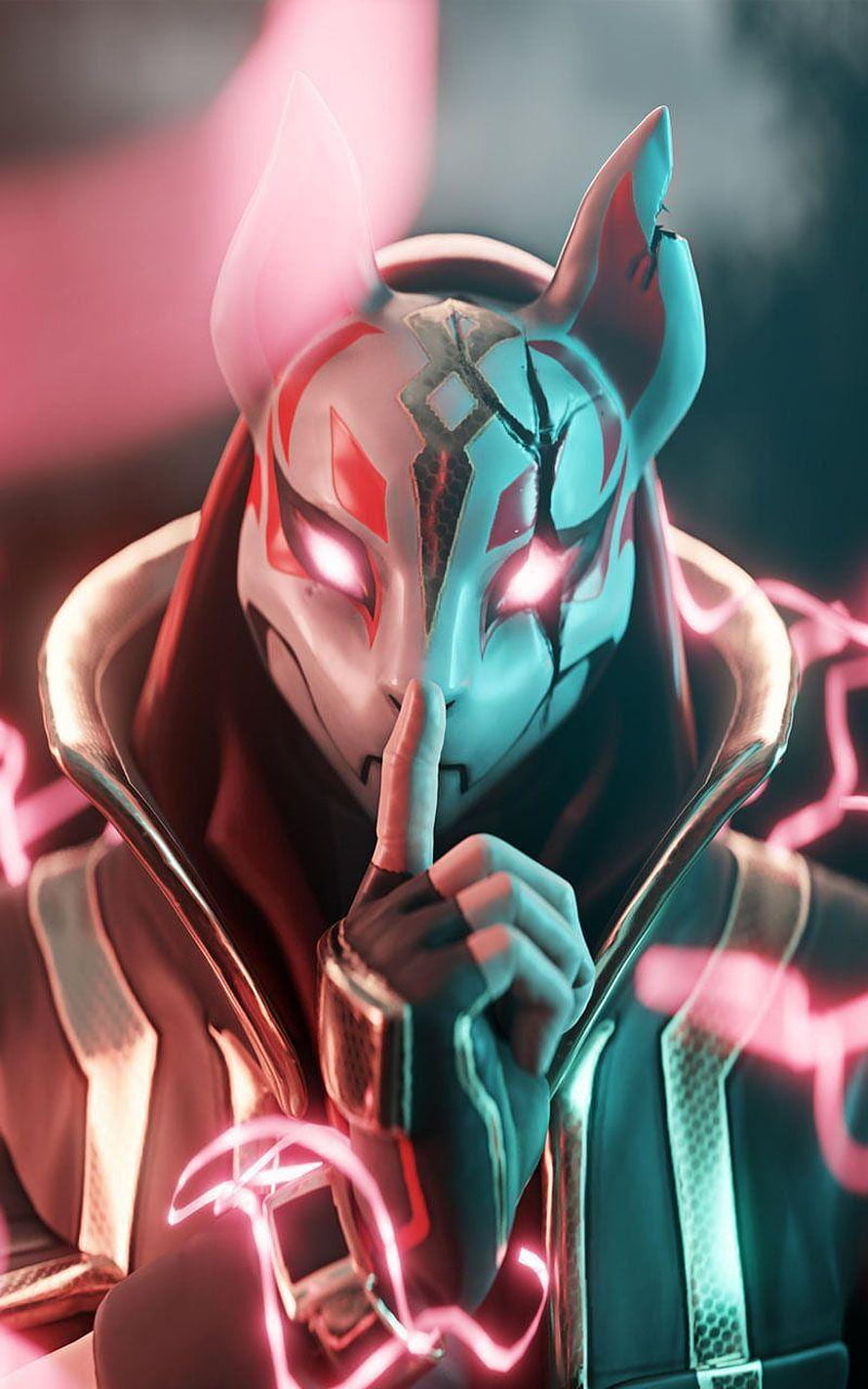 Fortnite Drift Supreme Character with Glowing Fox Mask and Neon Energy HD phone wallpaper