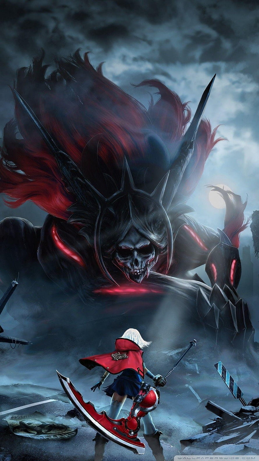 Devil May Cry 5 Dante and Vergil Dark Fantasy Battle Scene HD phone wallpaper