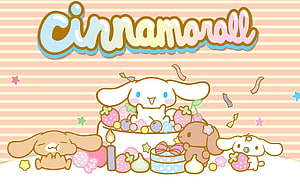 Cinnamoroll and Friends Celebrating with a Strawberry Cake and Pastries HD wallpaper