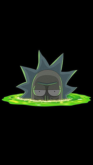 Rick Sanchez Submerged in Green Slime on Black Background HD phone wallpaper