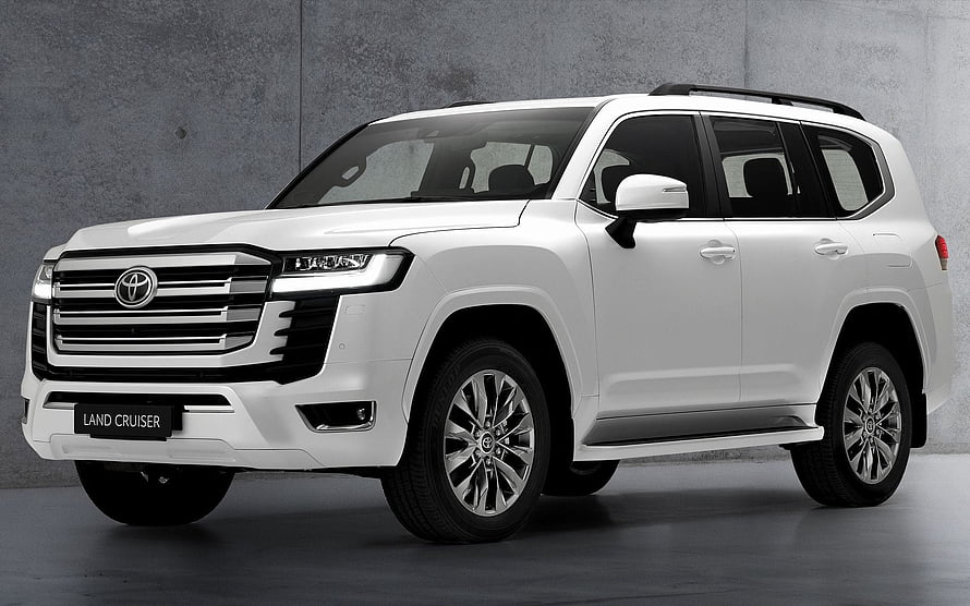 White Toyota Land Cruiser 300 Series SUV Studio Shot HD wallpaper