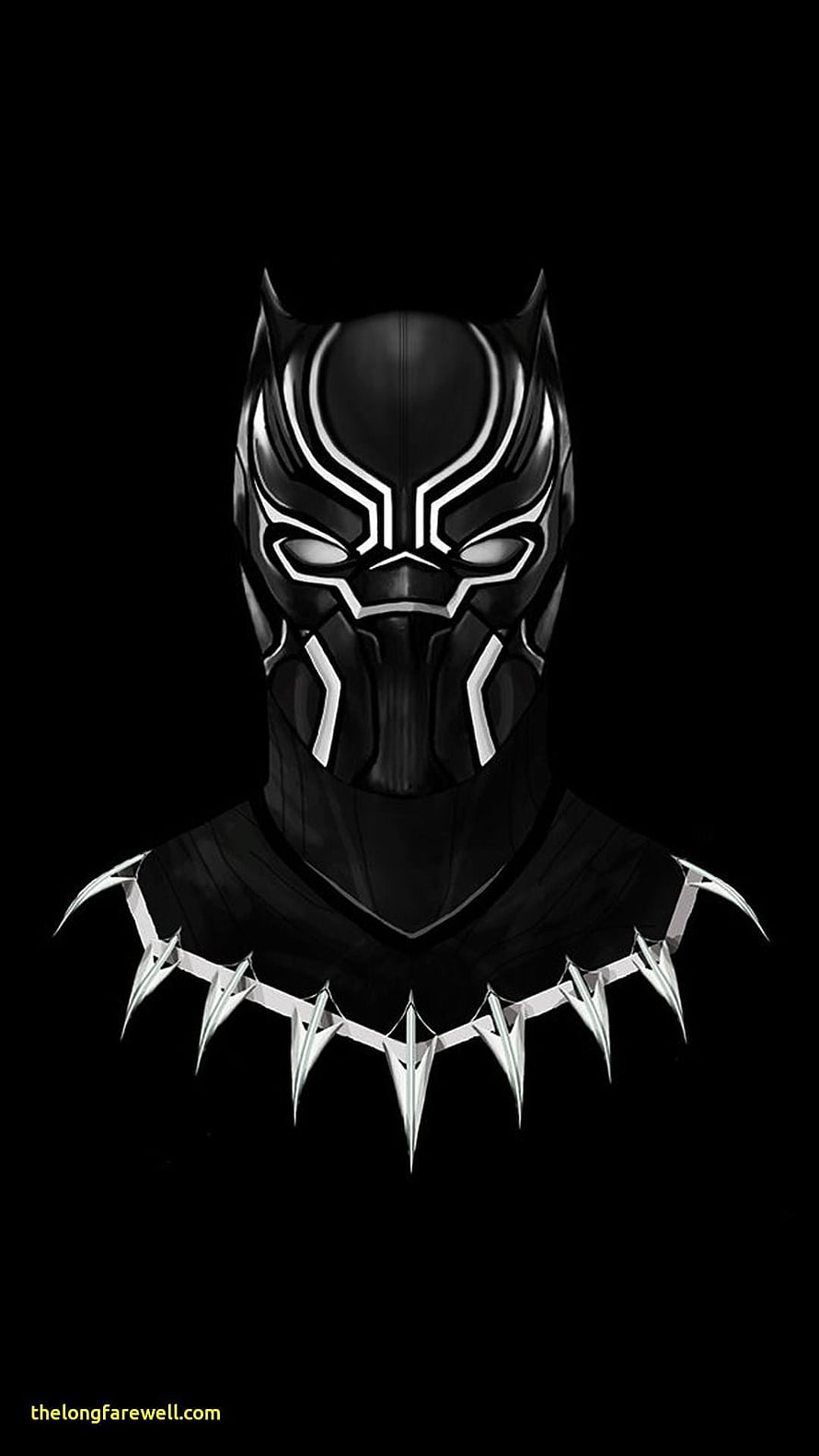 Black Panther Minimalist Mask and Claw Necklace Digital Art on Black Background HD phone wallpaper