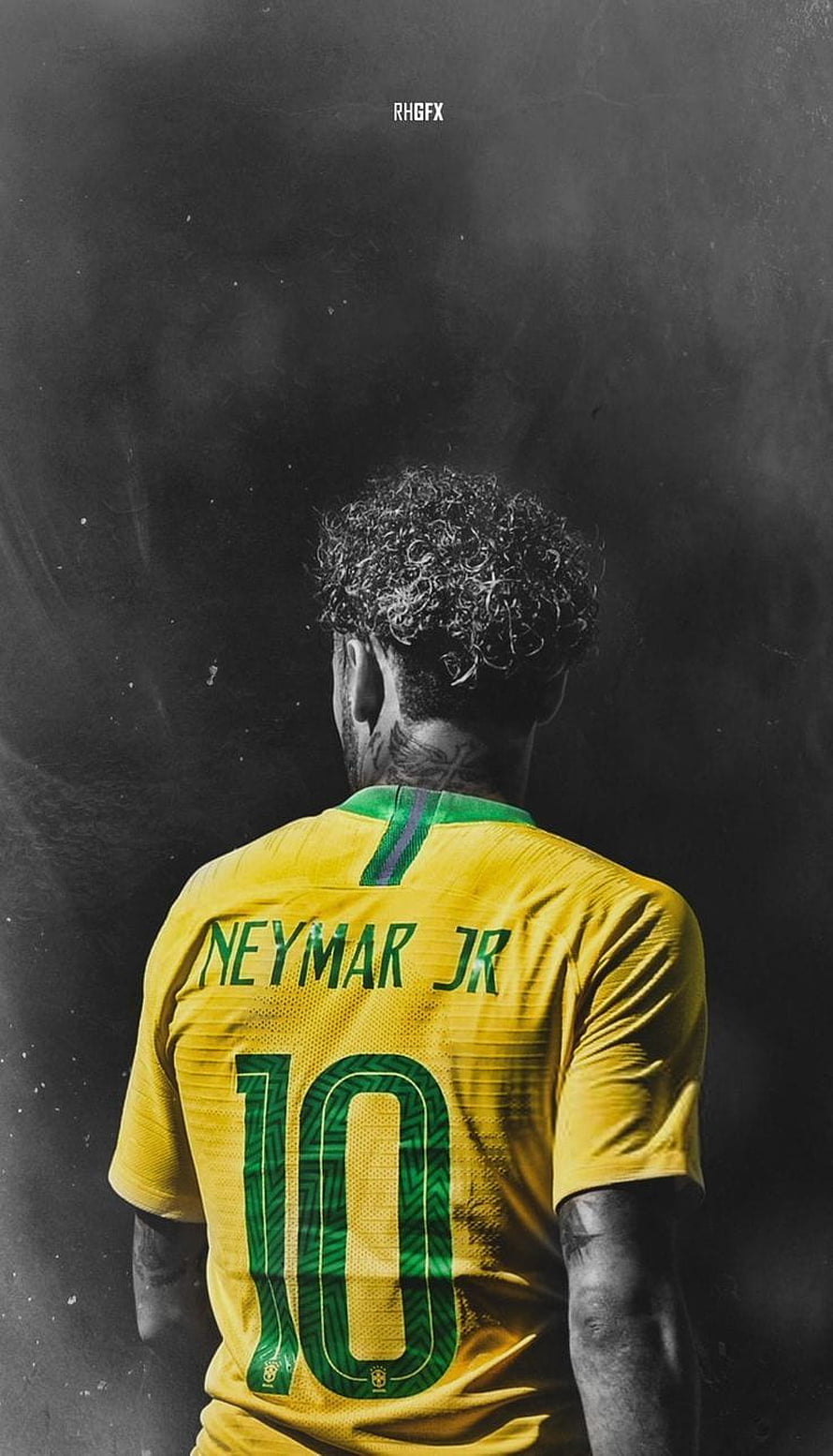 Neymar Jr Brazil National Team Yellow Jersey Number 10 Back View Wallpaper HD phone wallpaper