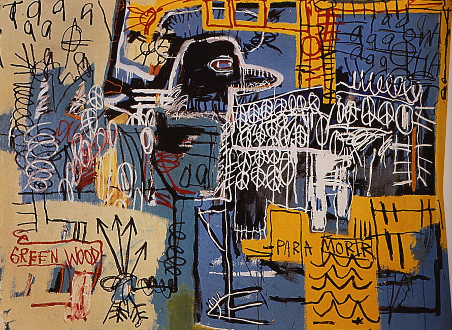 Jean Michel Basquiat Abstract Expressionist Painting With Graffiti Text And Bold Color Blocks HD wallpaper