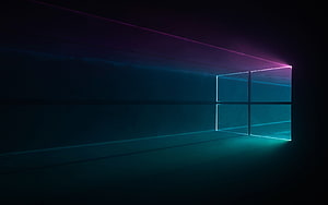 Windows 10 Default Desktop Background with Neon Light Beams HD wallpaper