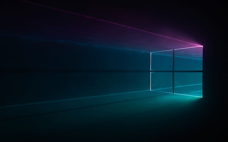 Windows 10 Default Desktop Background with Neon Light Beams HD wallpaper