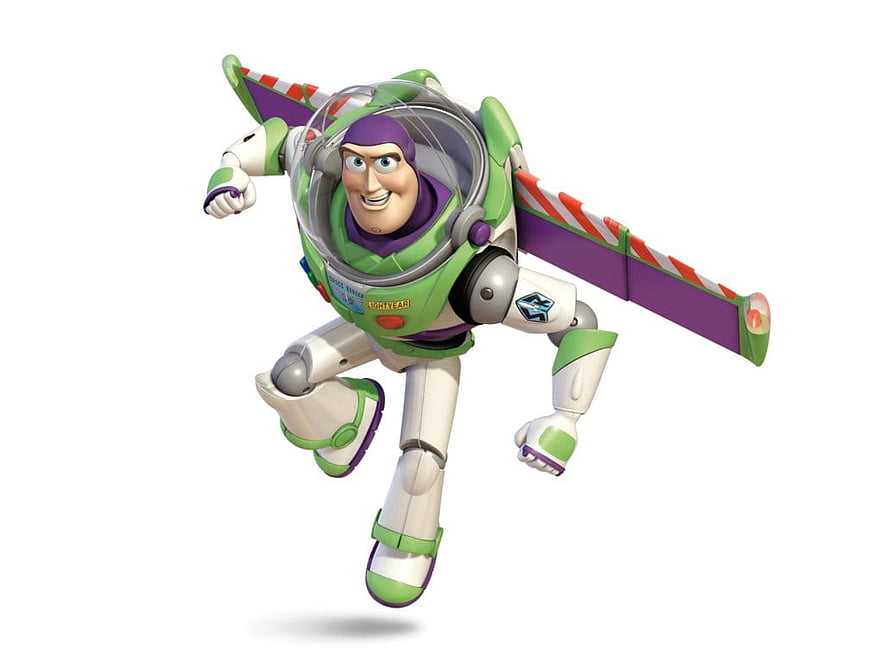Buzz Lightyear in Dynamic Flying Pose with Retractable Wings and Space Suit HD wallpaper