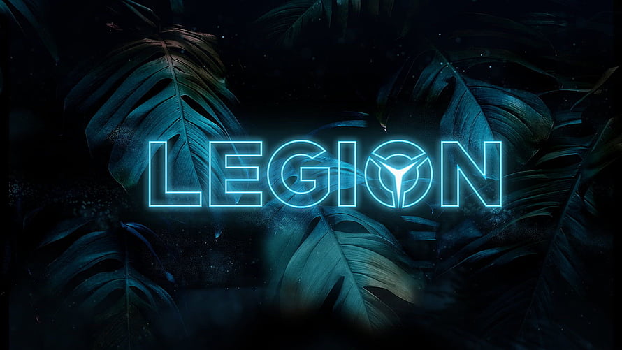 Lenovo Legion Neon Logo Wallpaper With Dark Tropical Leaves Background HD wallpaper