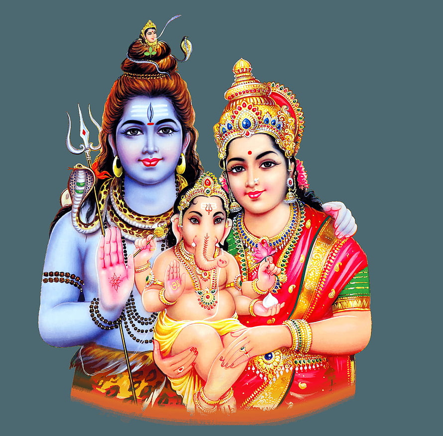Hindu Deities Shiva Parvati and Ganesha Digital Art Wallpaper HD wallpaper