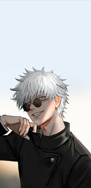 Gojo Satoru from Jujutsu Kaisen anime character portrait with white hair and sunglasses HD phone wallpaper