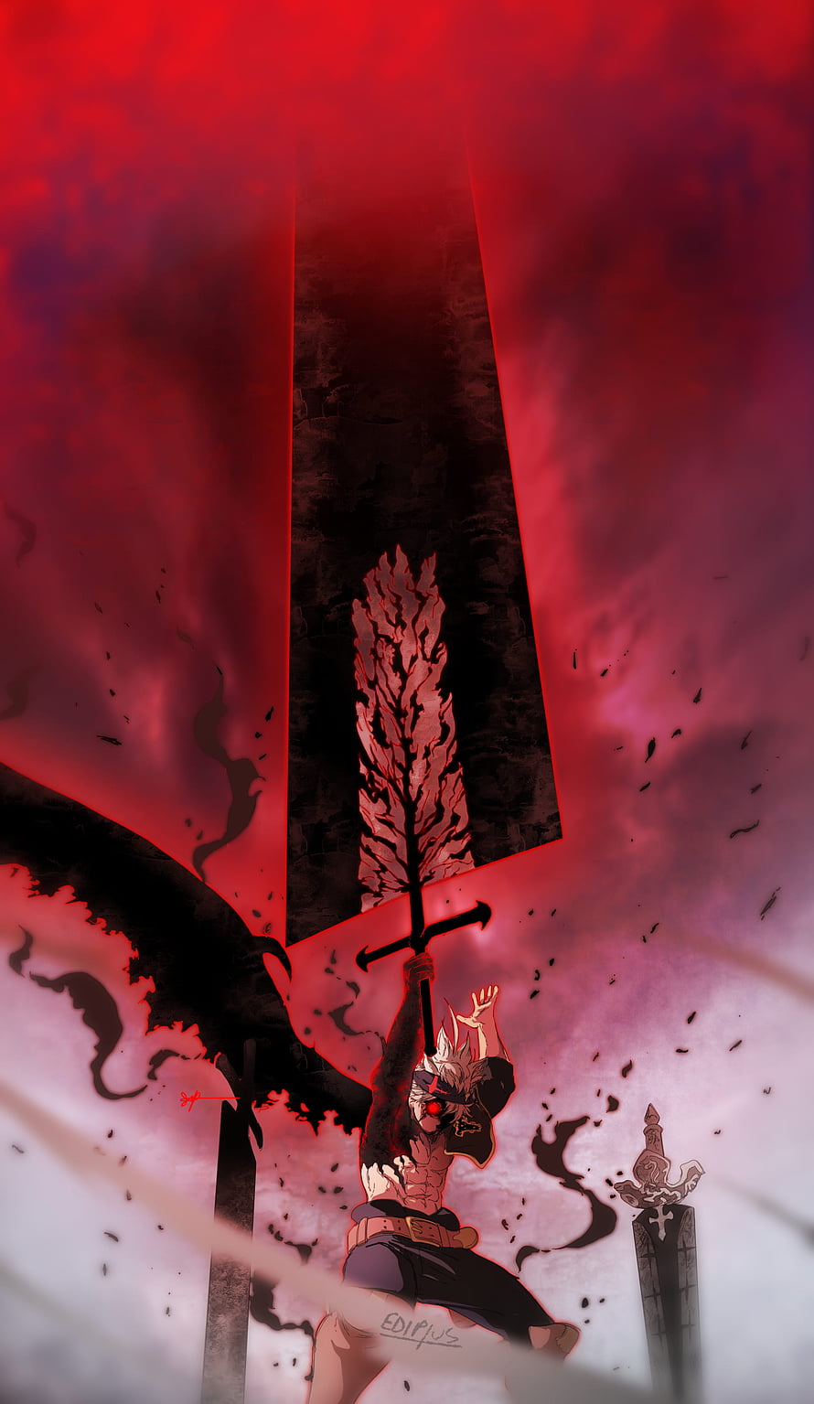Asta Wielding the Anti-Magic Sword in a Crimson Demon Realm HD phone wallpaper