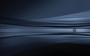 HP Sleek Dark Blue Abstract Wave Design with Metallic Silver Accent HD wallpaper
