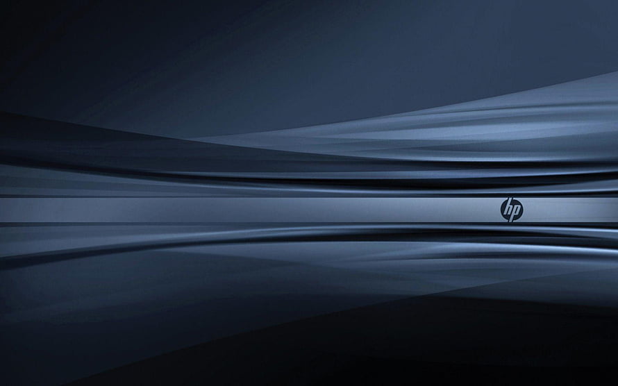 HP Sleek Dark Blue Abstract Wave Design with Metallic Silver Accent HD wallpaper